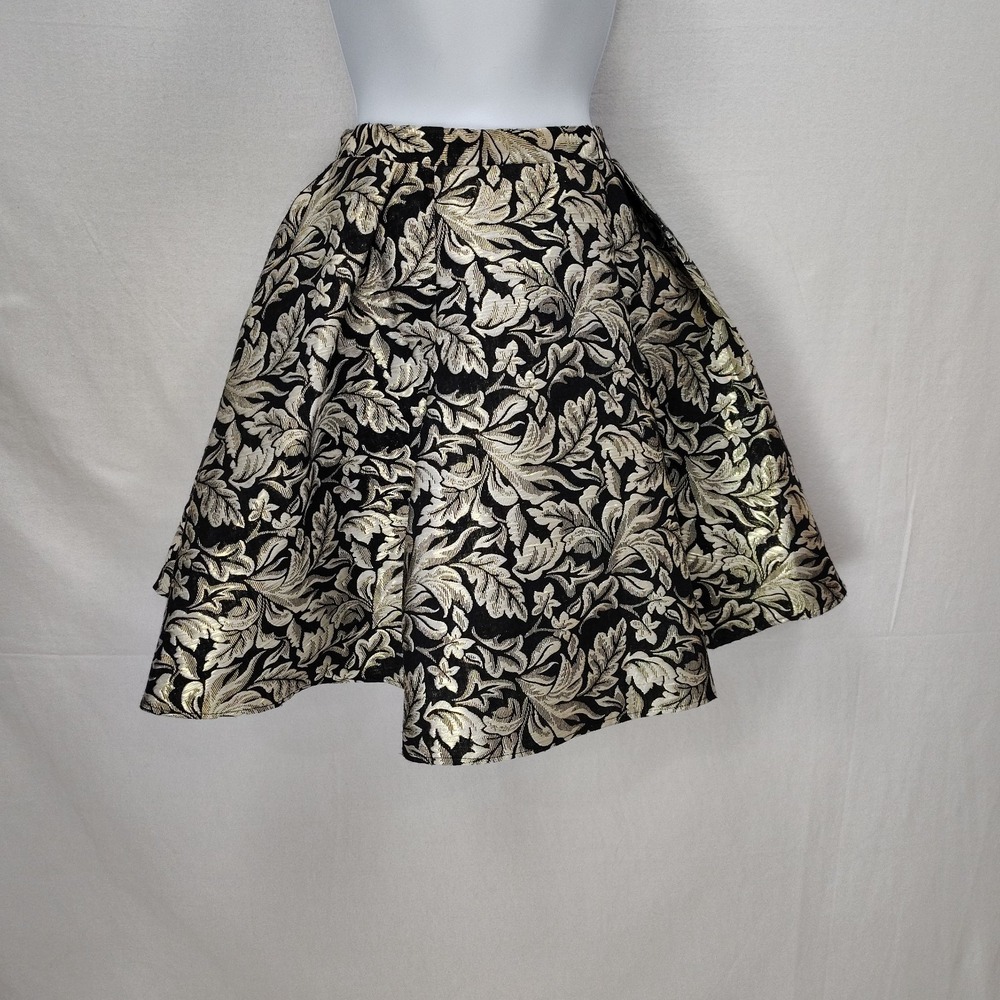 Vintage Jolene Skirt 2 Gold Brocade Baroque‎ Mini Pockets Women's Tapestry Flowy